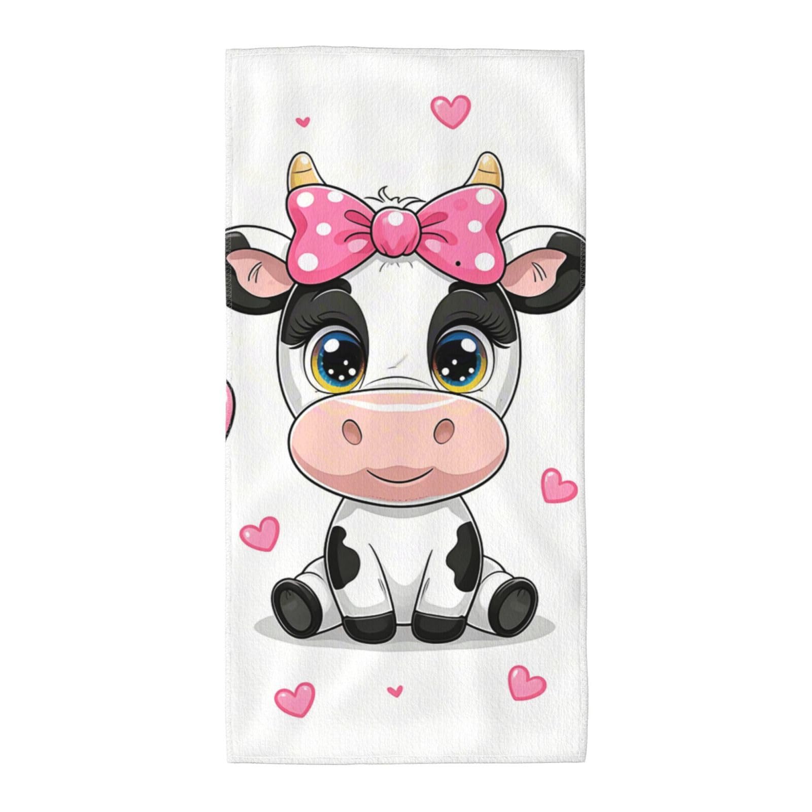 FekiLoot Absorbent Hand Towels 12"X24" Decorative Bathroom Towel Soft Microfiber Face Towel Cute Cows Dish Kitchen Towels for Bathroom Kitchen Hotel Spa Bath Towels
