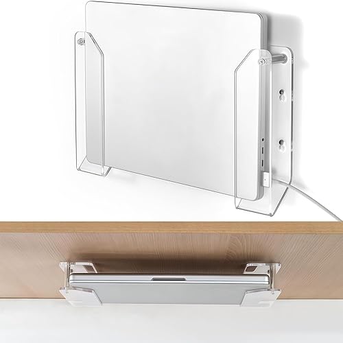 Miniatura 8 de Under Desk Laptop Holder  Clear Acrylic Adhesive Anti-Scratch Offices Supplies,Desk Laptop Holder - for Keyboards Tablets Indoor Study Selfies