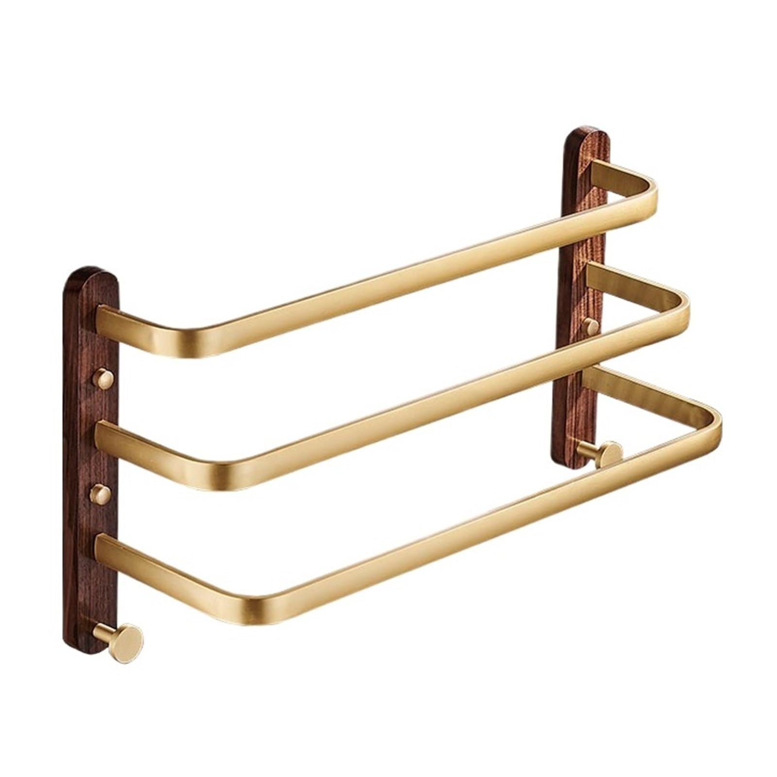 Aluminum Walnut Bathroom Wood Towel Holder Bath Rack Wooden Shelf Bar For Easy Maintenance(Three poles 40cm)