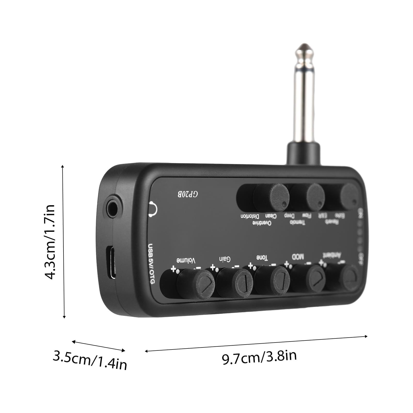 Amplificador de Bajo Portátil para Auriculares Plug and Play con 3 Simulaciones de Altavoces y OTG para Bajo Eléctrico Grabación Interna Tres Tonos