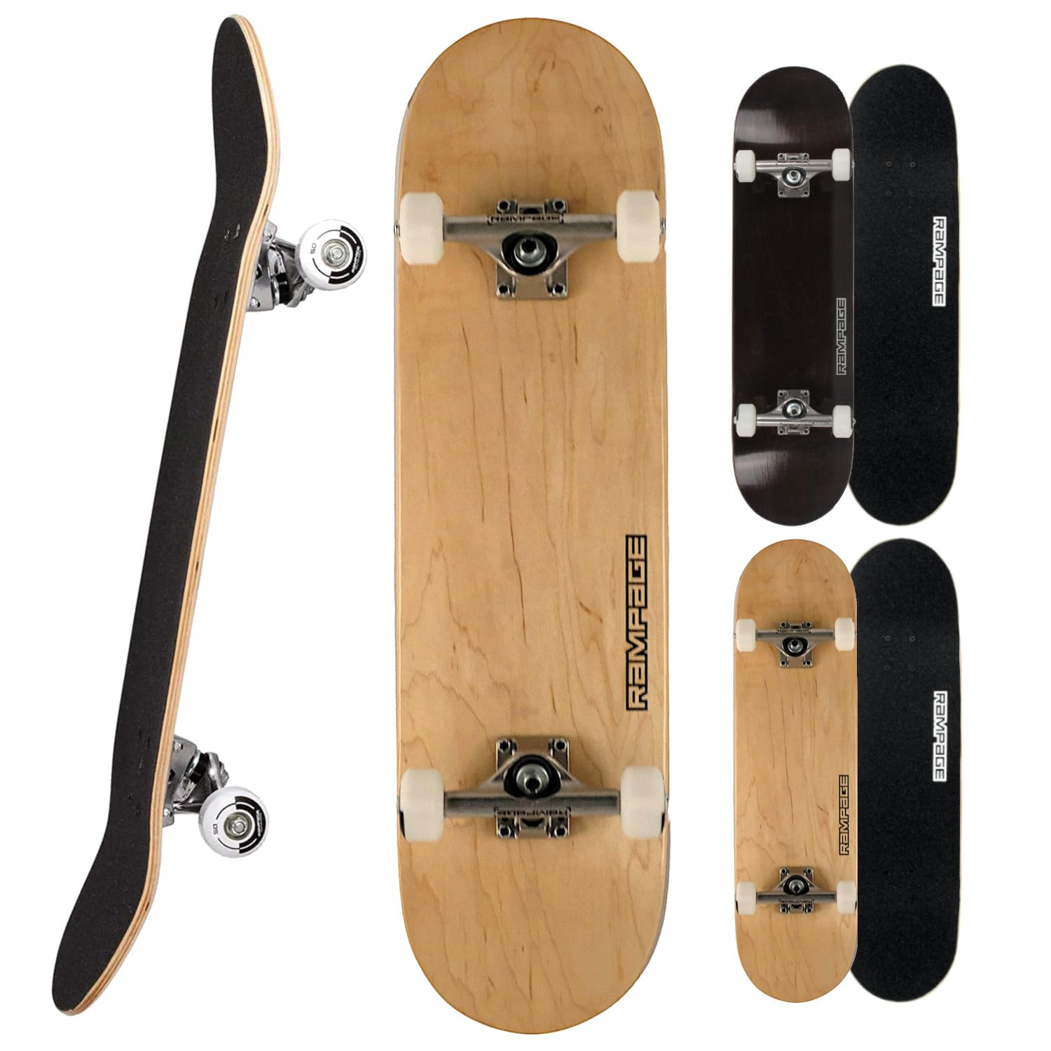 Rampage Skate Board for Kids Ages 8-12 - Premium Stain Plain Skateboard for Kids, Teens, Boys & Girls, Perfect Complete Skateboards for Beginners, Ideal Kids 8 Inch Skate Board for Tricks & Skateparks