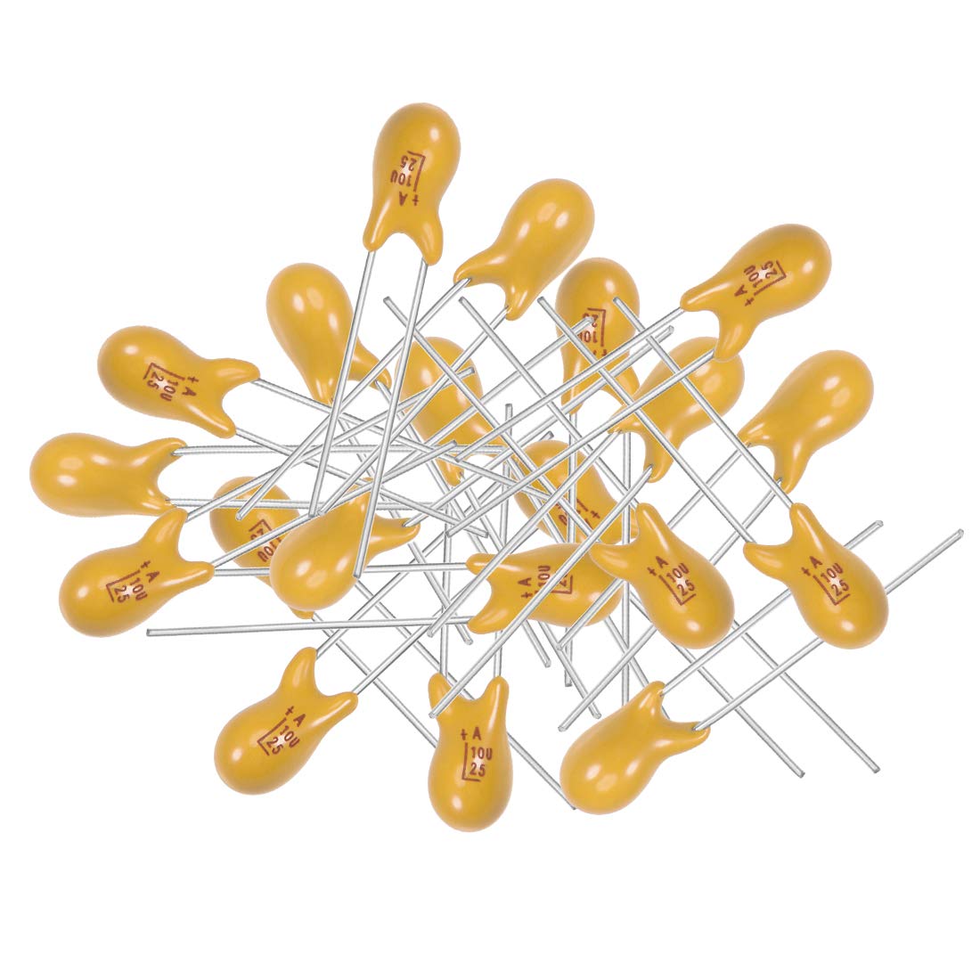 uxcell 10uF Tantalum Capacitor, 25V 2 Pin Yellow Radial Electrolytic Capacitor Dipped Tantalum