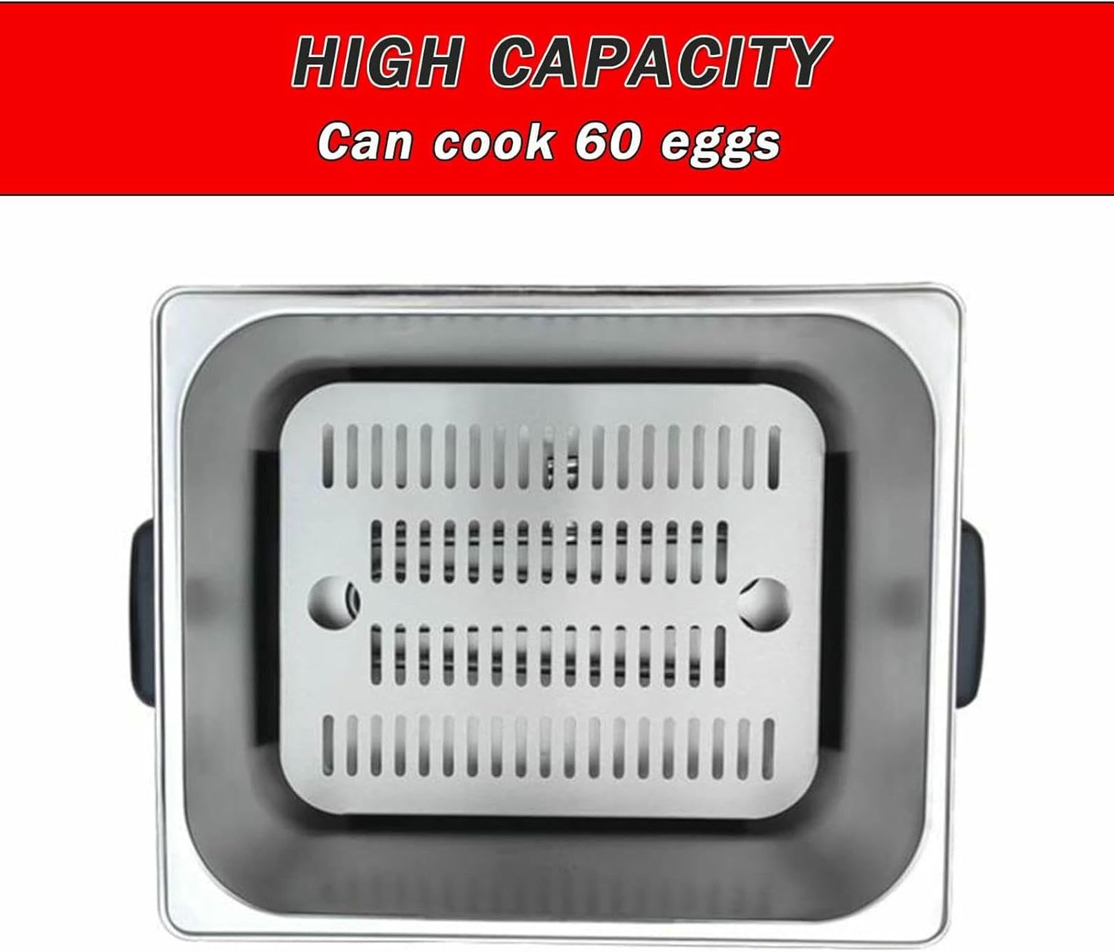 Cuociuova Elettrico rapido da 2600 W, capacità 60 Pezzi, cuociuova Automatico Commerciale per sorgenti termali, bollitura Morbida, Media, Soda, frittata, per cuocere Le Uova in Camicia.