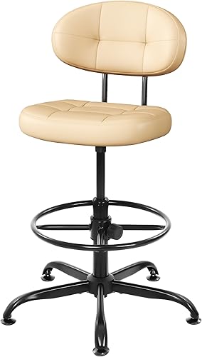 Miniatura 13 de Silla de Dibujo Misolant sin Brazos, Silla de Oficina Alta sin Ruedas con Anillo de Reposapiés para Escritorio de Pie, Silla Ejecutiva Pequeña de