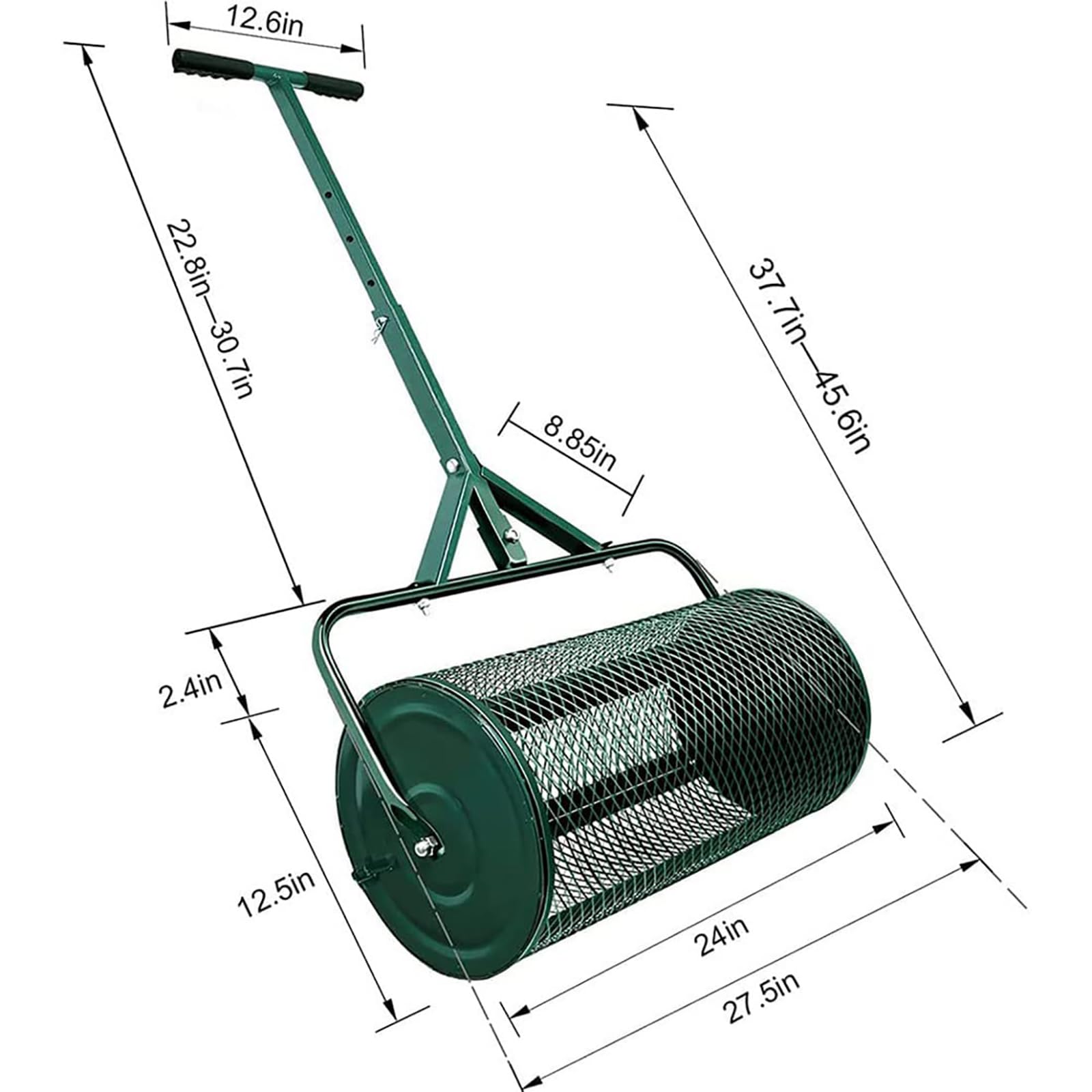 XoTiq Esparcidor de abono de 24", con Mango Largo Ajustable, esparcidor de turba Ligero y Duradero para sembrar y Plantar césped
