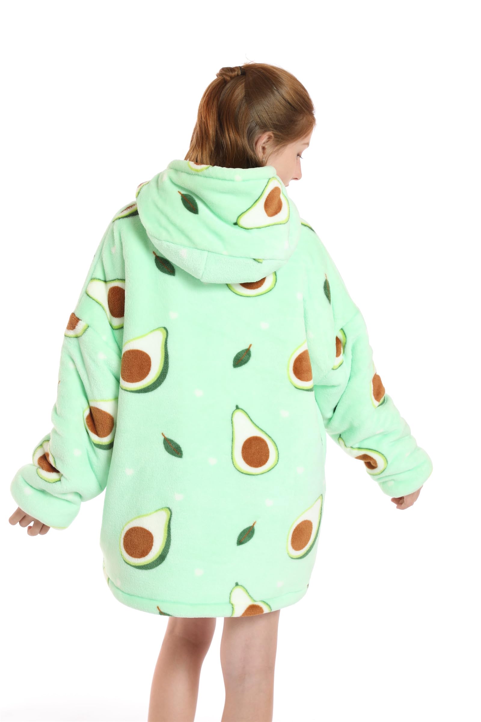 Manta con capucha de gran tamaño para niños, sudadera tipo manta para niñas y niños, sudadera con capucha de sherpa con bolsillo para niños y adolescentes de 5 a 15 años