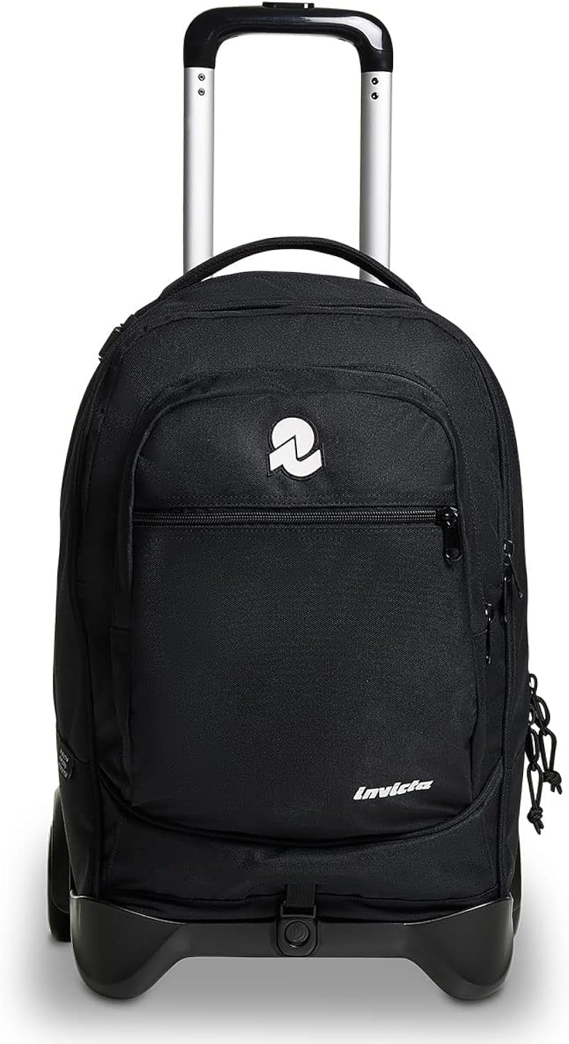 Invicta Trolley Scuola Sganciabile Plug, Nero, 3 in 1, Triplo Uso, Zaino con Carrello Sganciabile, con Tasca con Organizer, Zaini Trolley, Scuola Tempo Libero, Unisex