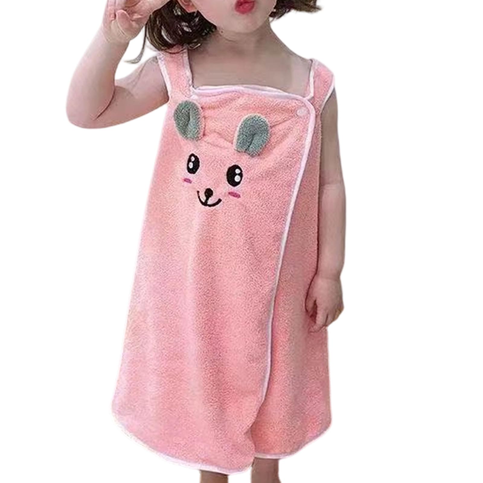 ZEPFJHE Kids Wearable Bath Towel with Hairband Soft Polyester Fiber for Bathing and Swimming Absorbent Bath Robe for Kids