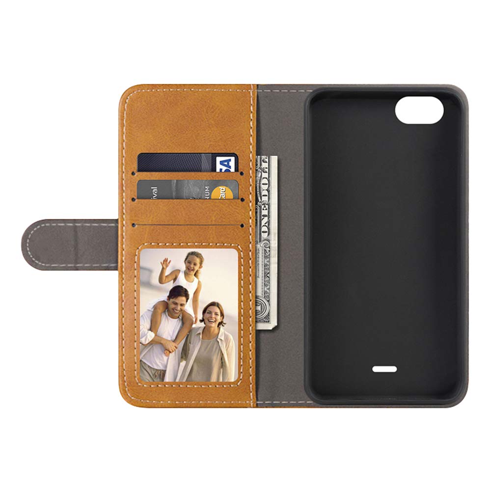 Custodia Flip in Tessuto Oxford e Pelle PU Compatibile con Wiko Pulp 4G, Cover Protettiva con Chiusura Magnetica e Tasche per Carte