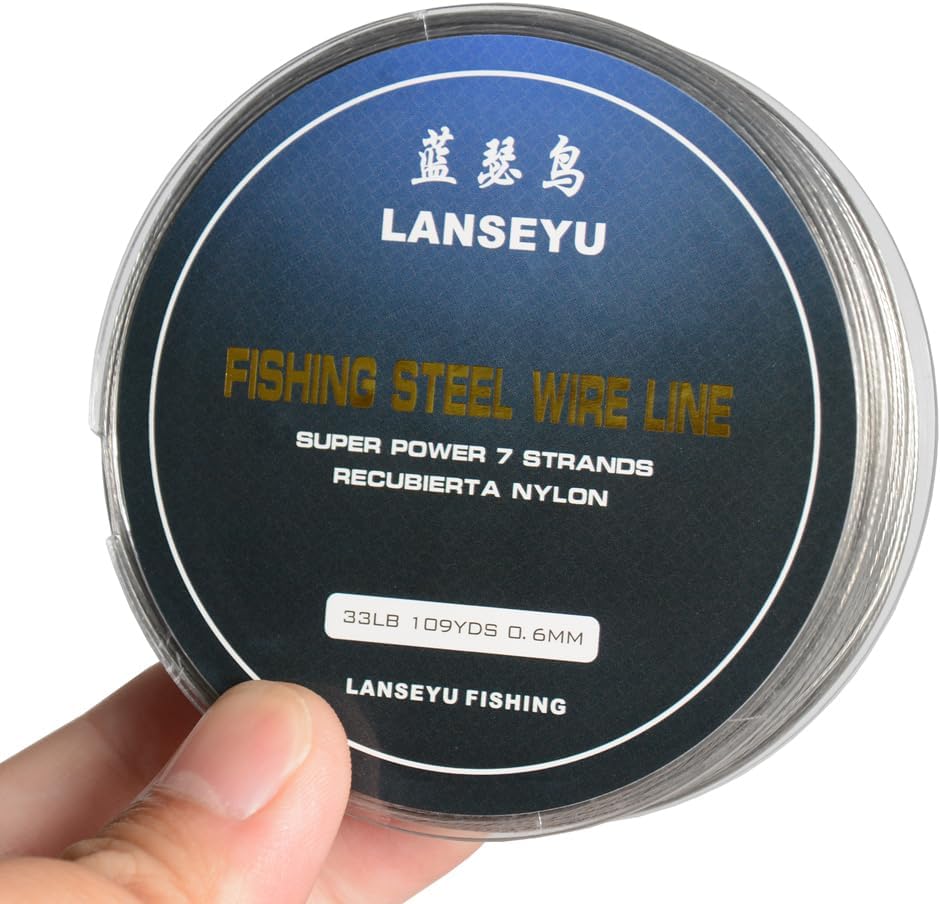 Fishing Lines 100 Metres 33 Pound 0.6mm Fishing Stee Wire Nylon Coated 1x7 Stainless Steel Leader Wire Super Soft Fishing Wire Lines