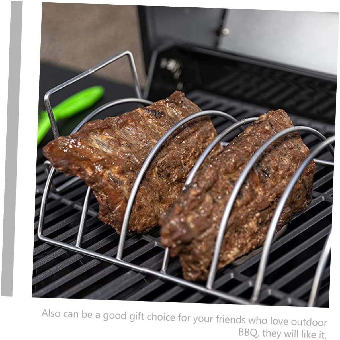 POPETPOP 1pc BBQ Rib Holder Non-Stick Barbecue Rack for Ribs Lamb and Roasts Shaped Design for Even Cooking and Airflow Grilling Accessory for Outdoor Cooking