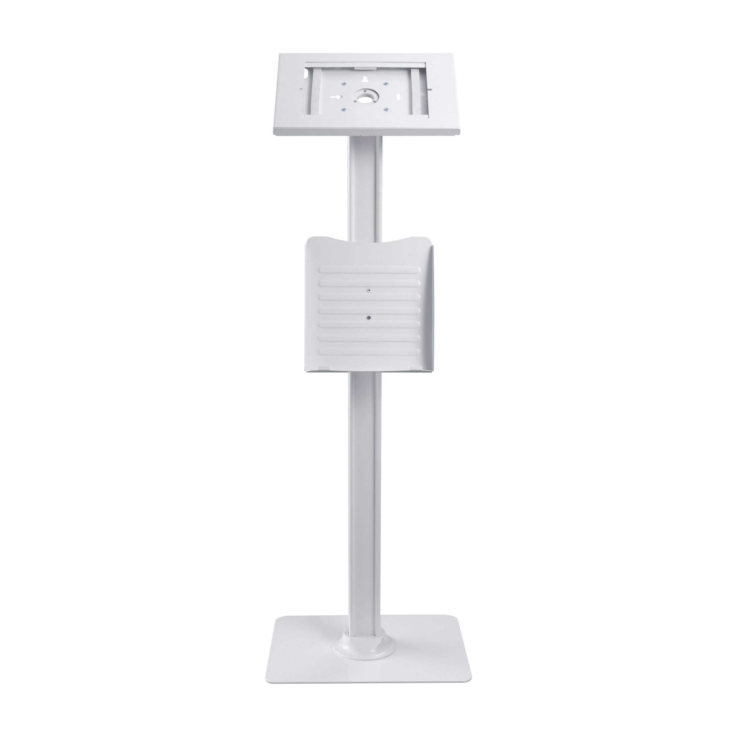 PureMounts PDS-5921 Supporto per iPad con custodia in acciaio e serratura per Apple iPad 9.7"/"10.2"/"Pro 10.5"/"Air 10.5" (Gen 3) bianco