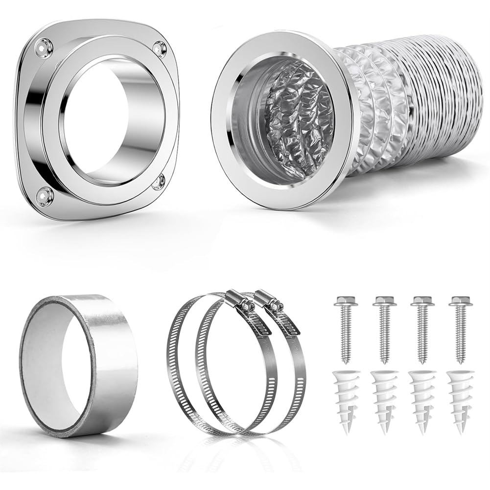 Hndhbfgrt For Efficient Installation Magnetic Dryer Vent Connector Kit(1 Set), Includes 3.3ft 4" Hose, Airtight Seal and Dual Clamps