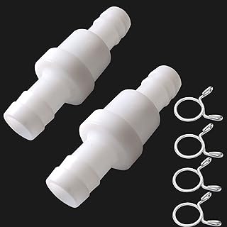 JENSWILL 2PCS 1/2" Check Valve Hose Barb One Way Inline Non Return Ozone Resistance for Fuel Oil Water Gas Air Pump with 4PCS Hose Clamps