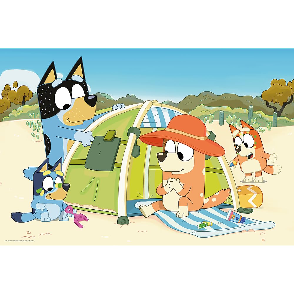 Trefl - Bluey, De vrolijke wereld van Bluey - Puzzel met 100 stukjes - Kleurrijke puzzel met de helden van de cartoon, Creatieve ontspanning, Plezier voor kinderen vanaf 5 jaar