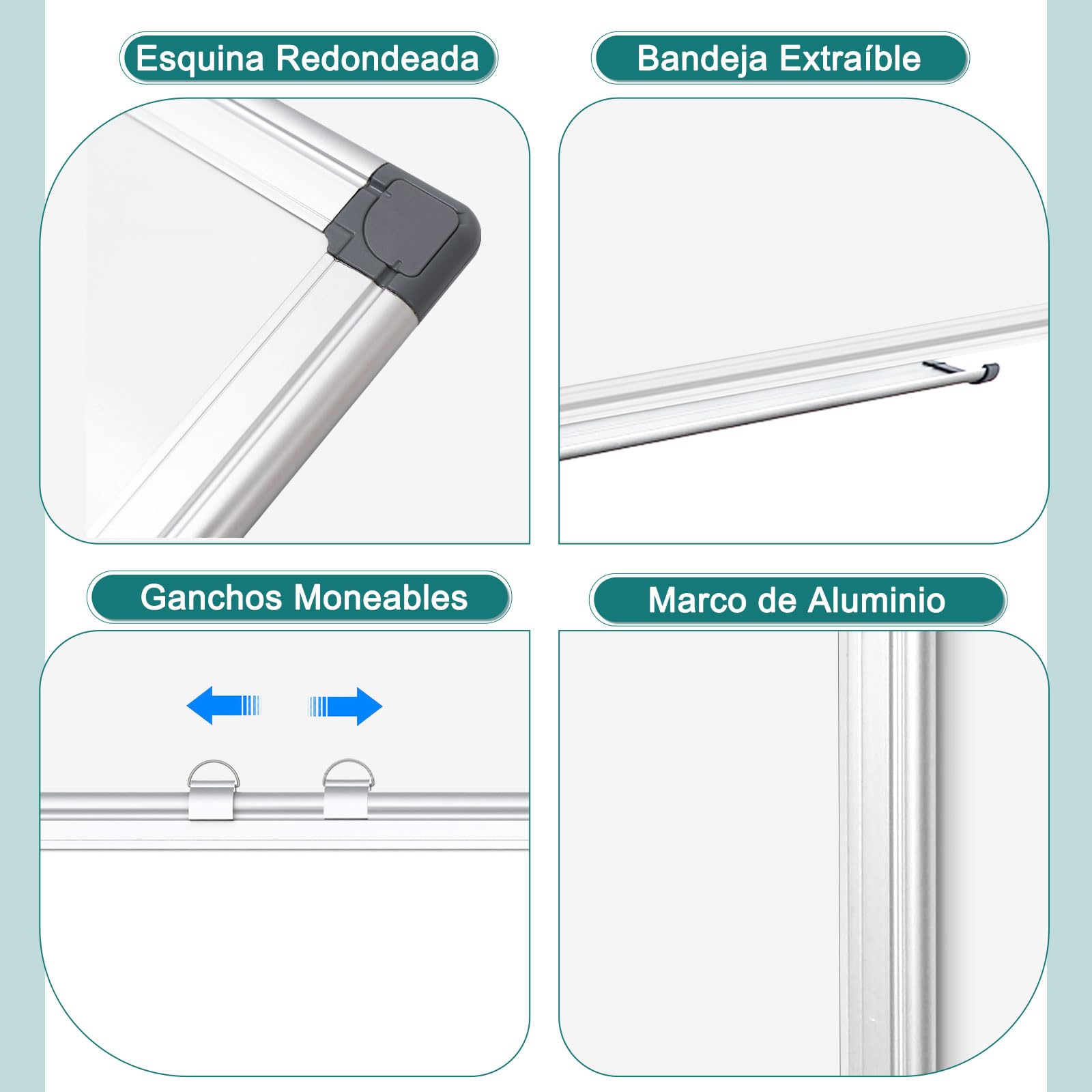 Pizarra Blanca Magnética, Pizarra Magnetica, 40x60cm Pizarra Blanca con Marco de Aluminio, Bandeja para Rotuladores