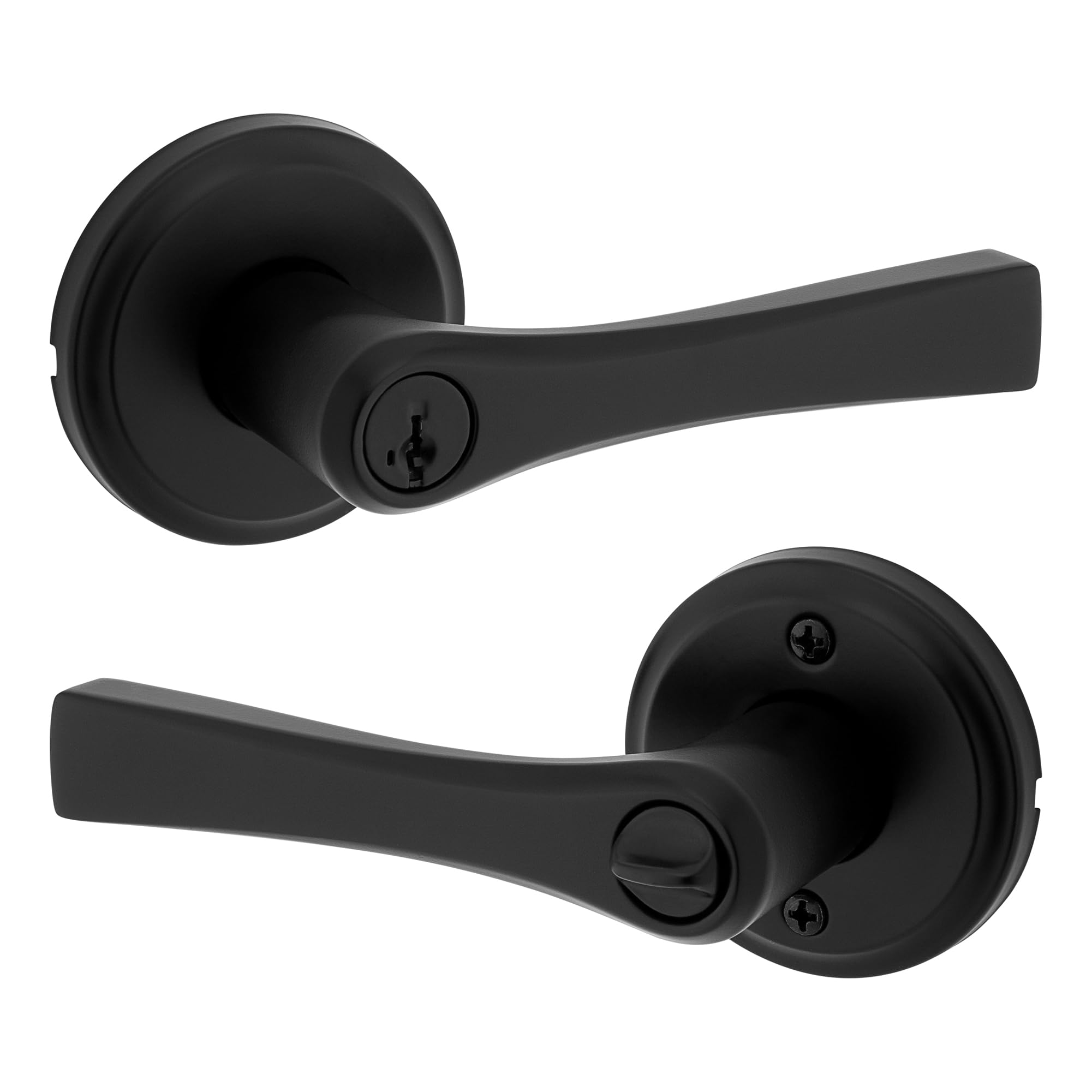 Levier d'entrée Kwikset Katella noir mat pour sublimer et sécuriser la porte de votre maison