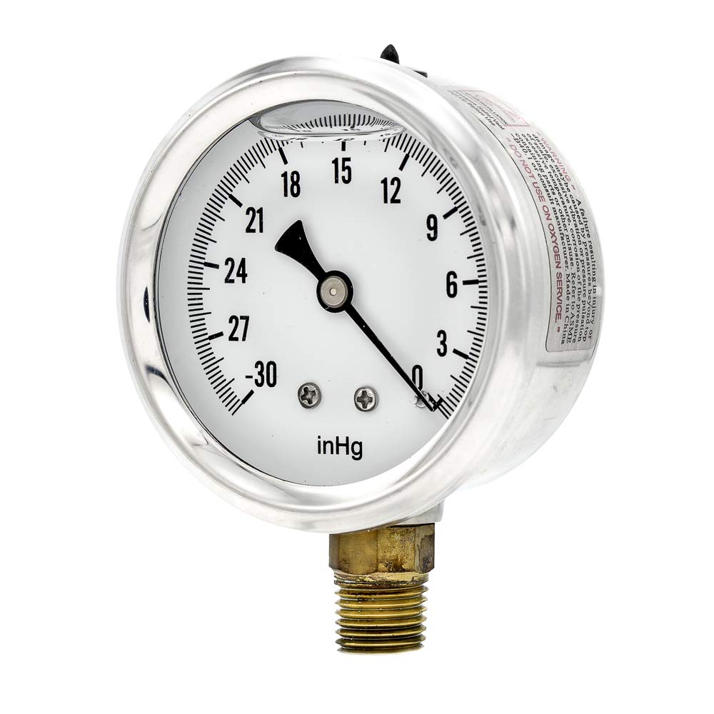 Buy PIC Gauge S201L254A 30"0 hg Vacuum PSI Pressure Gauge, 2 1/2