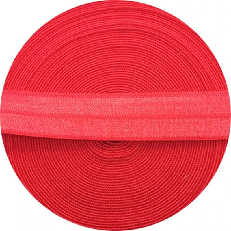 Cinta elástica multicolor de 10/15/20/25 mm, doblable, de licra, para coser, con encaje, para cintura, accesorio de ropa, color rojo, rollo de 25 mm y 50 yardas.