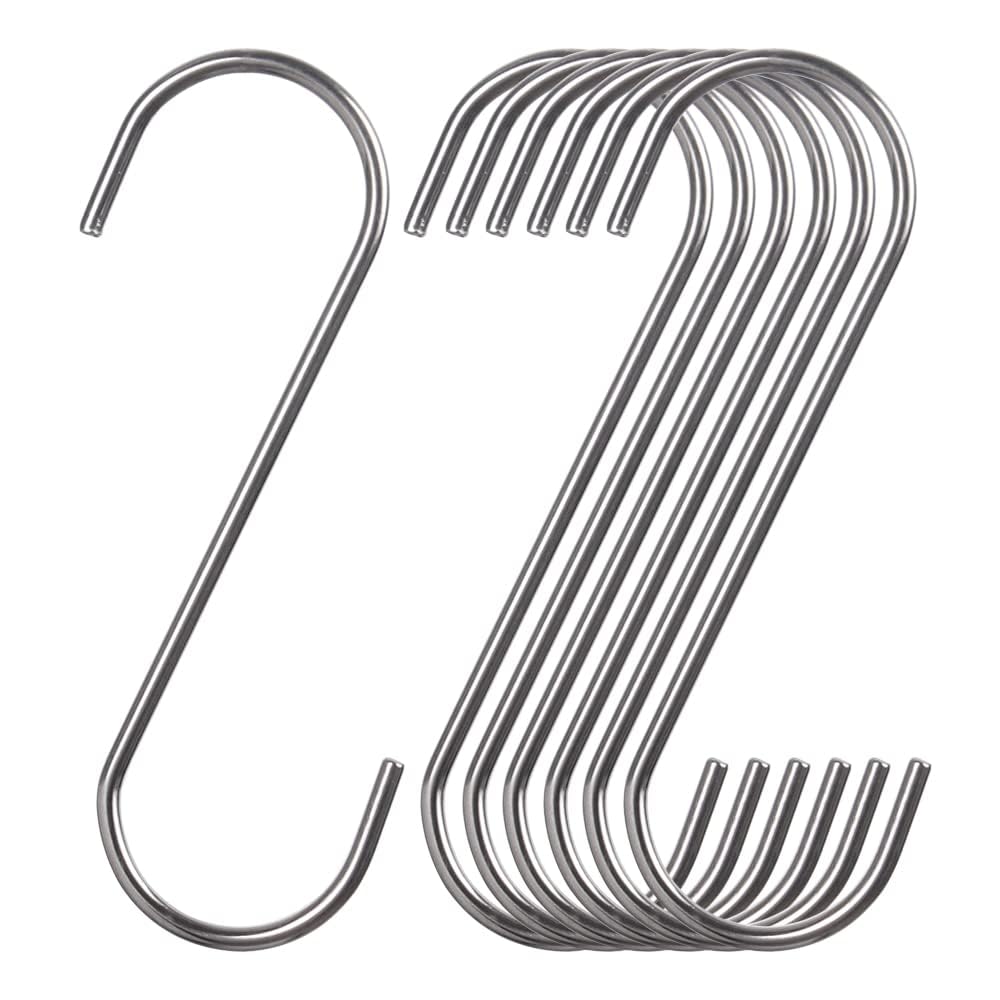 20 Pack Stainless Steel S Hooks 110mm / 4.3 Inch Heavy Duty Rust Resistant Utility Hanging Hooks, Multi Purpose S Hooks for Kitchen Pans, Clothes, Towels, Plants, Garage Tools, Bathroom & Garden
