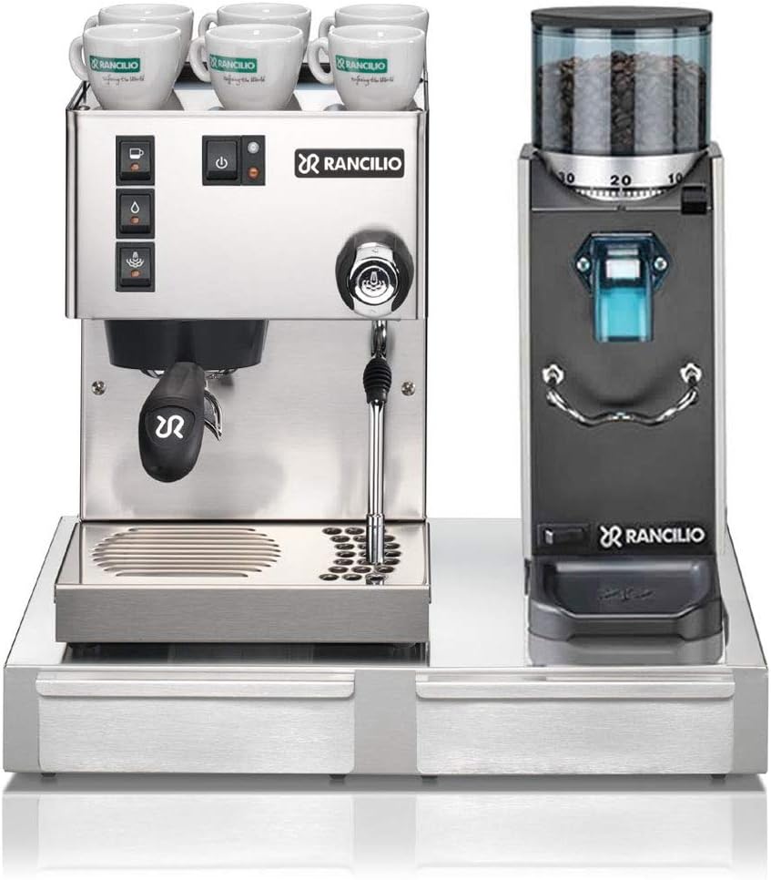 Rancilio Silvia M V6 and Rocky Bar Combo (Silver, Doserless with Base)
