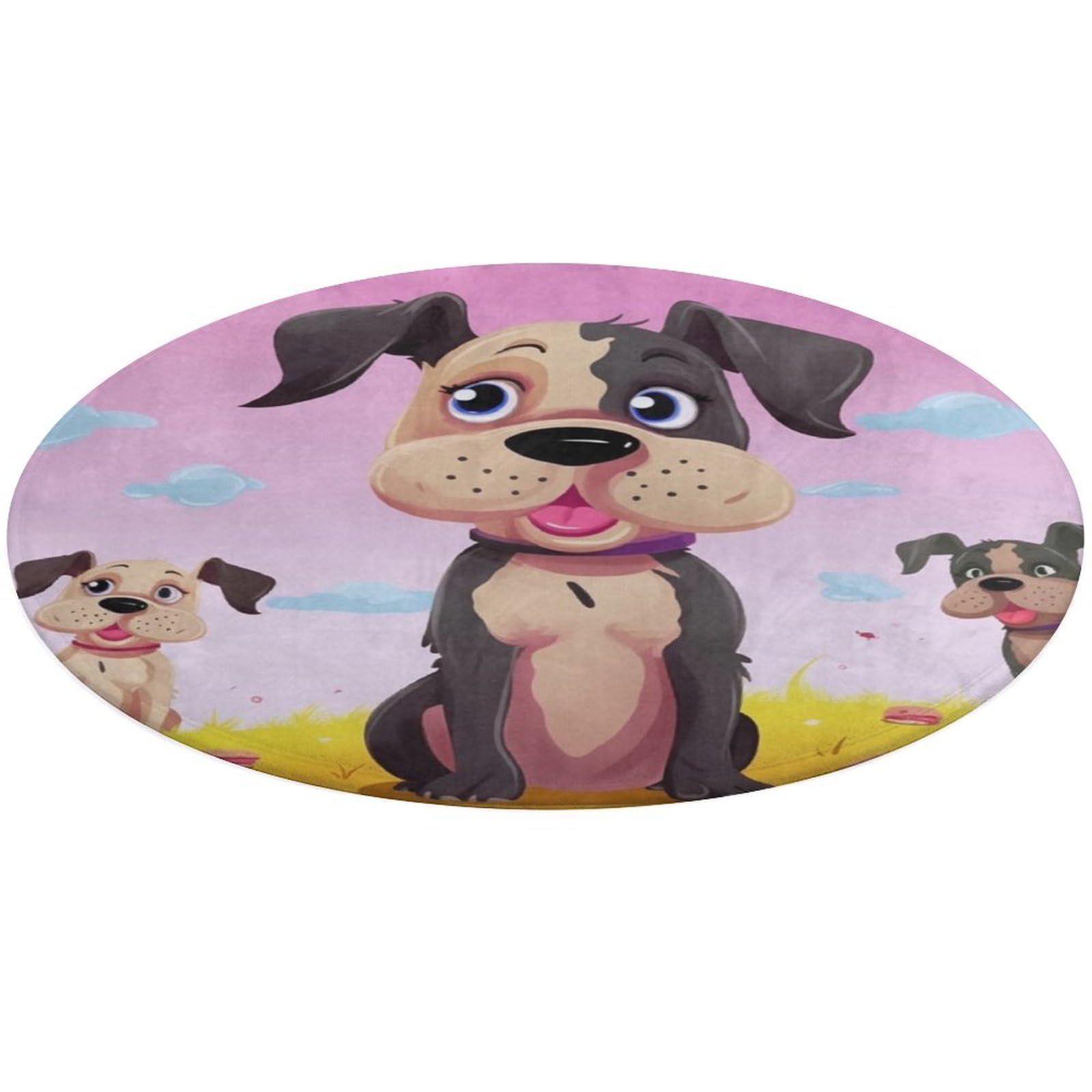Tapis de sol rond en velours de corail 80x80 cm antidérapant et absorbant pour intérieur