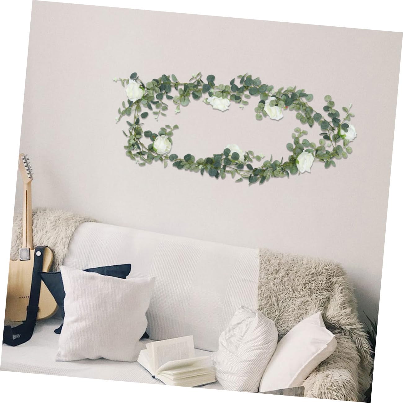 MAGICLULU 2 Pezzi Fiori Decorativi Rattan Simulati Falso Impostore Eucalipto Sospeso Viti Decorazione Camera All'aperto Arredamento Ghirlanda Di Glicine Artificiale Venni Foglie Decorazioni