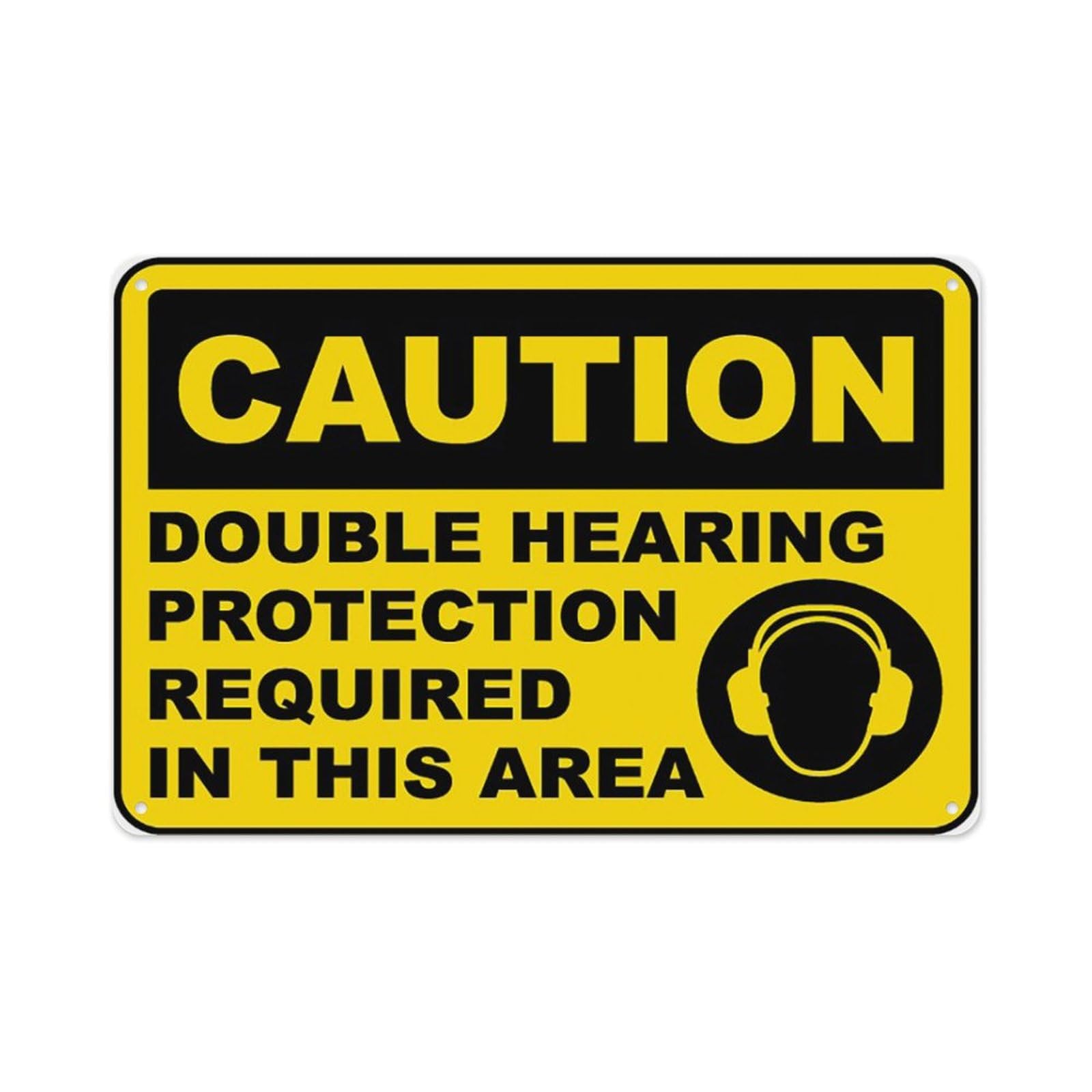 Peiyeety A09 Double Hearing Protection Sign Aluminum Tin Warning Signs For Home Outdoor Garden 8X12 Inches