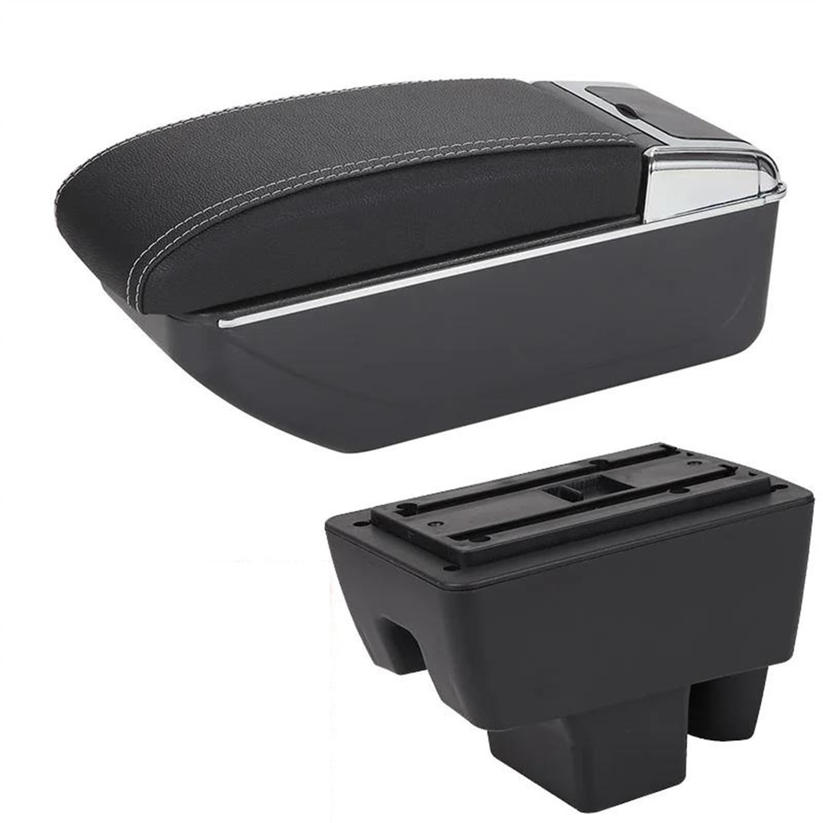 NOHEEU Car Armrest Box Retrofit Accessories Interior Details Storage For RAPID(D3 Black white No USB)