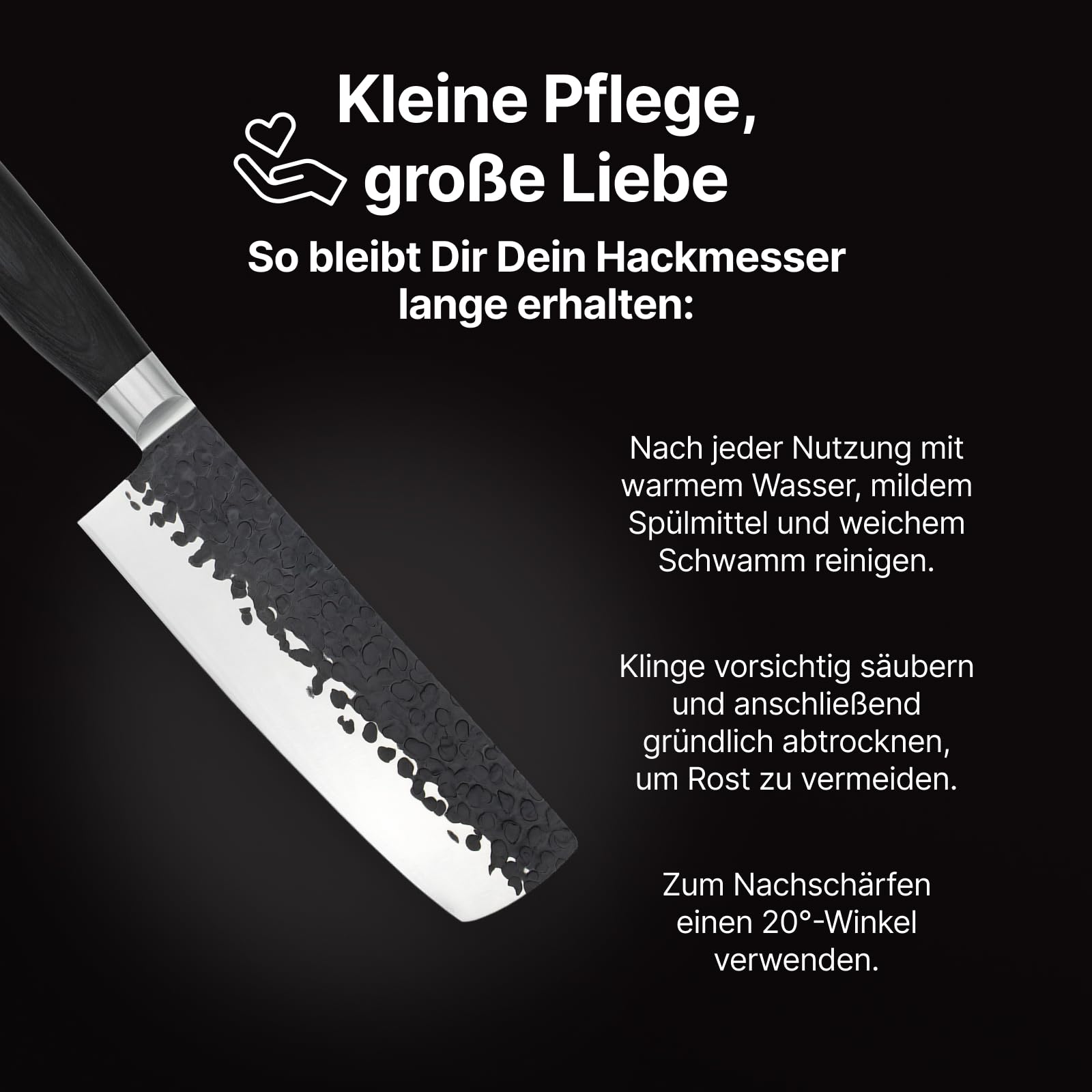 FIVI Hackmesser MATT 18 cm | Robustes Küchenbeil aus deutschem Edelstahl mit Hammerschlag & Pakkaholzgriff | Profi Hackbeil zum Zerkleinern von Fleisch, Knochen & Gemüse