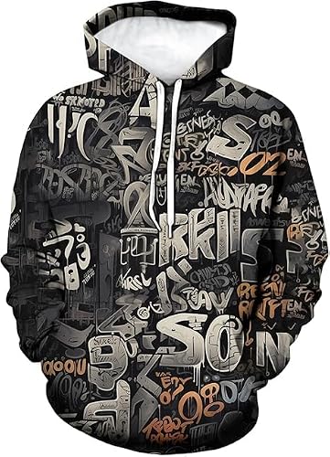 Men's Artist Street Letter Graffiti Markers Hoodies Hooded 3D Printing