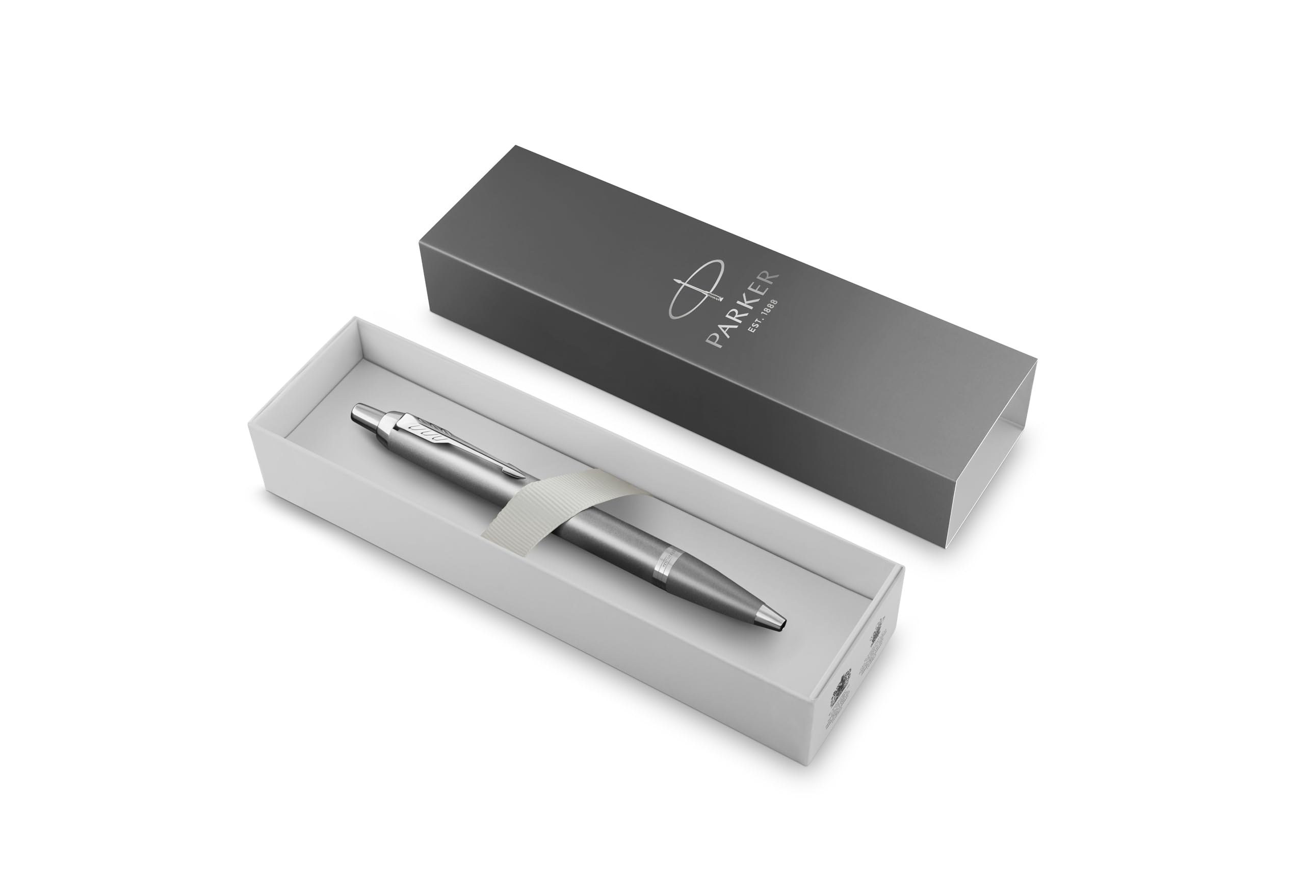 Parker IM Rituals Grey Chrome Penna a sfera con incisione, penna di alta qualità, regalo personalizzato, compleanno (Penna a sfera, grigio cromato)