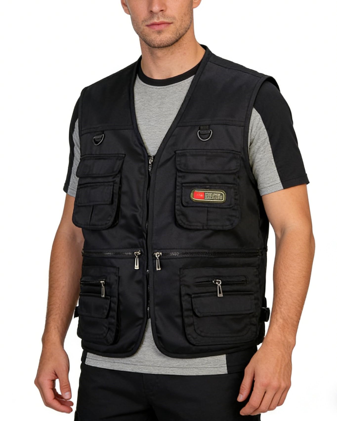 Homme Manteau sans Manche Veste Tops Pêche de Chasse Randonnée Gilet avec Multi-Poches