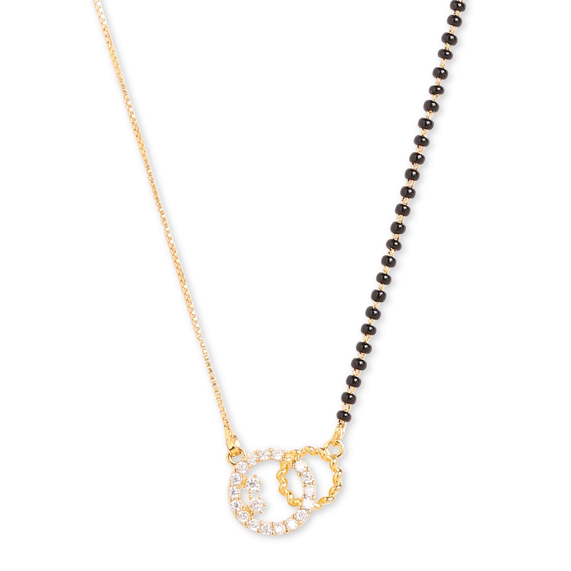 Short Mangalsutra Designs Gold Plated Necklace Mangalsutra Maharashtrian Style Tanmaniya Fancy American Diamond Single Line Black Beads Chain Gold Mangalsutra Latest Designs For Women (18 Inches) (B0BS93VKD3) Amazon Price History, Amazon Price Tracker