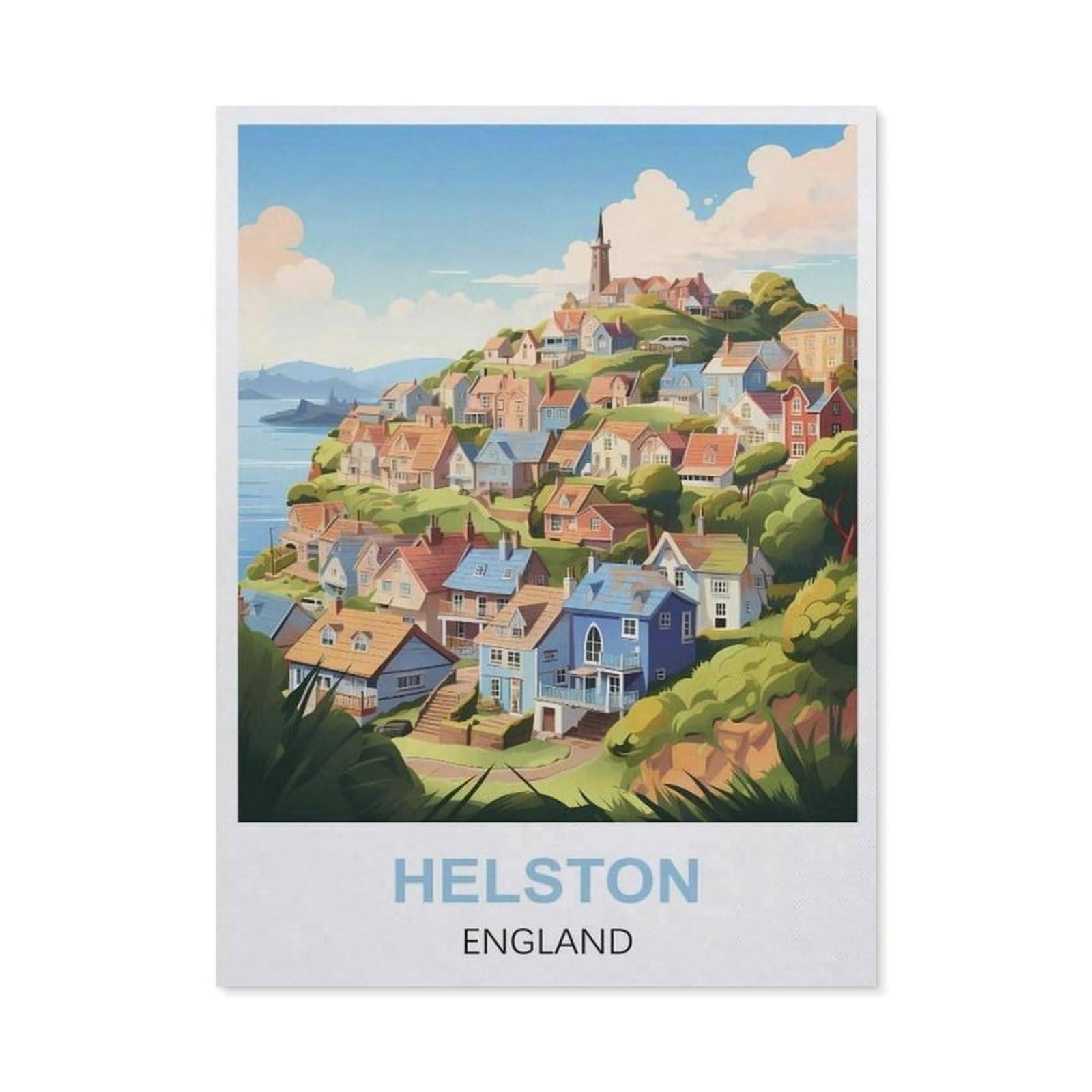 Tin Sign，Helston England(15x30cm）