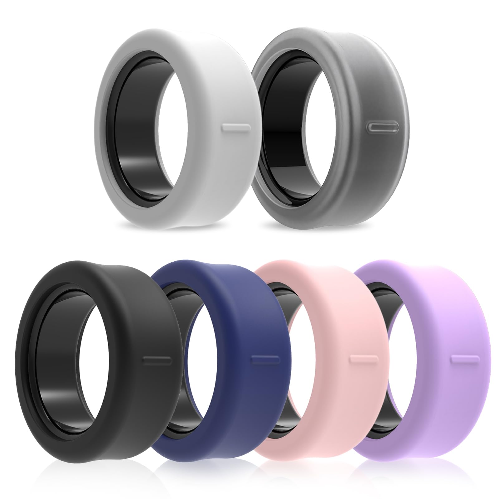 Nozibye 6 Pack Smart Ring Protector Compatible with Oura Ring Gen 3/Samsung Galaxy Ring,Silicone Ring Cover for Working Out,Size 11-14