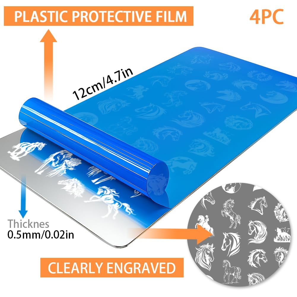PH PandaHall 4 piastre per stampaggio unghie cavallo corsa modello nail art animali unghie arti stencil ferri di cavallo manicure design timbro unghie piastre immagine per donne manicure fai da te