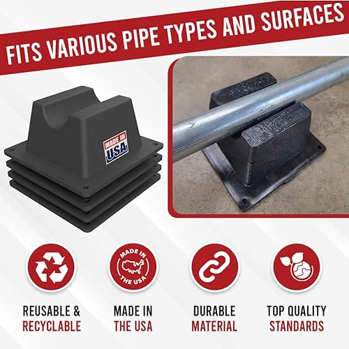 Miniatura 7 de Paquete de 4 mini soporte para tubería de techo BULLKE fabricado en Estados Unidos 6 x 6 x 3 pulgadas capacidad de 200 libras resistente a los rayos