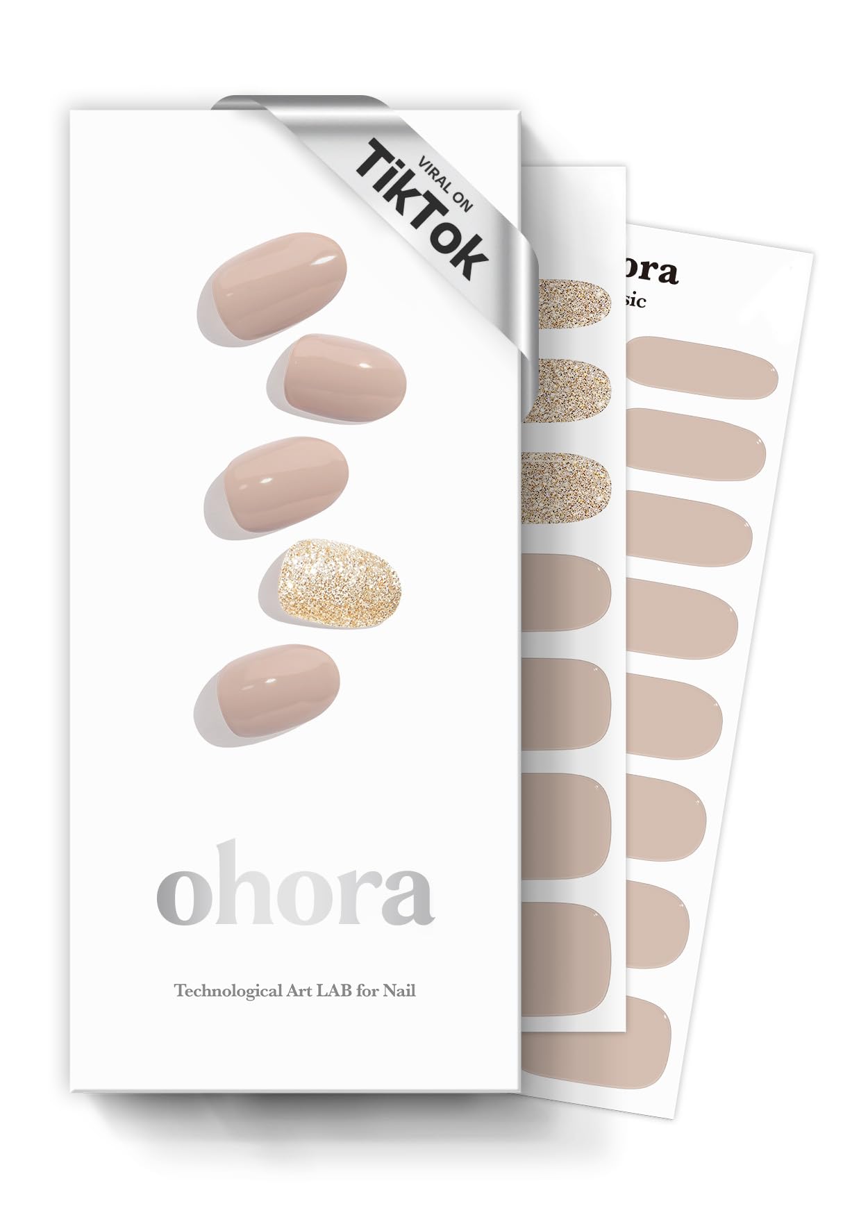 ohora Semi Cured Gel Nail Strips (N Nudist) - Nude, Solid, Works with Any UV/LED Lamps, Salon-Quality, Long Lasting, Easy to Apply & Remove - Includes