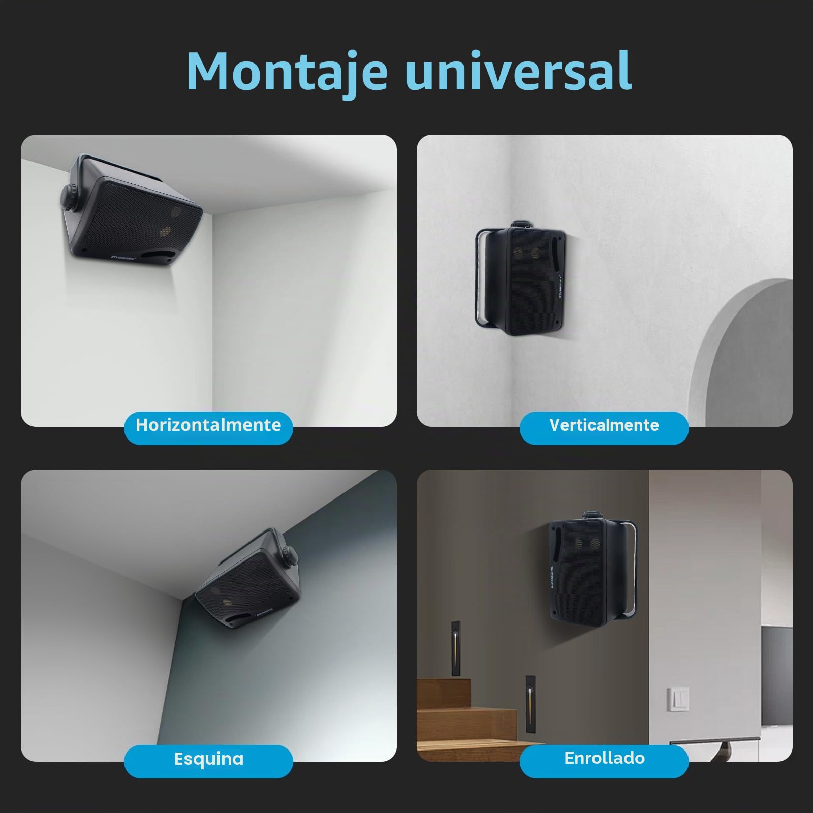 STUDIOFINIX Altavoces pasivos para Exteriores con Cable, Impermeables, 3.5 Pulgadas, 3 vías, 200 W, Altavoces Marinos y de Montaje en Pared, hogar, Barco, Piscina, Patio, Uso en