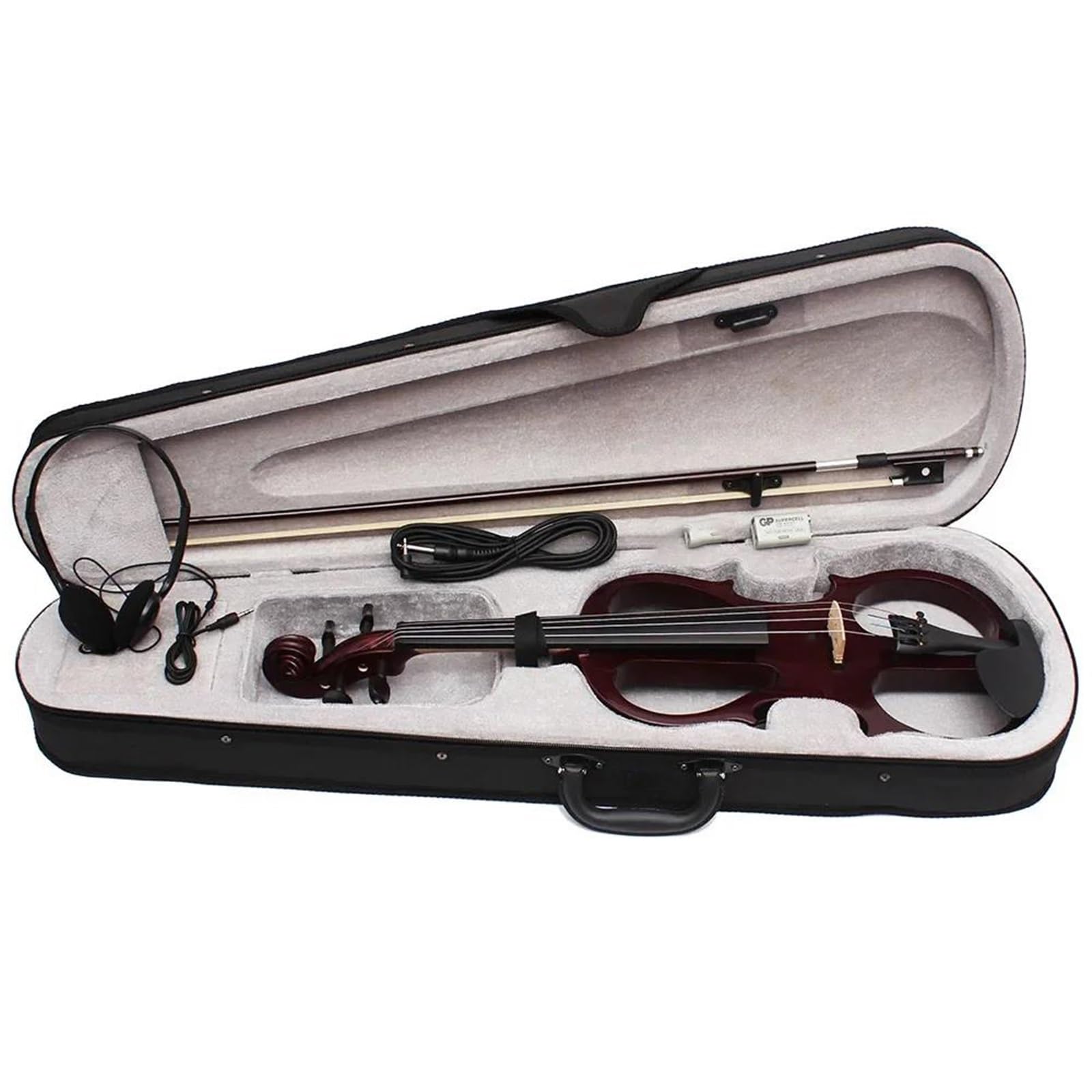 Violino Set Violino elettrico professionale 4/4 strumento a corde di violino silenzioso rosso scuro con custodia cavo per cuffie parti e accessori per violino