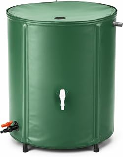 Faltbare Regentonne 250L Regenwassertank aus PVC Gartenwassertank mit Deckel, Wasserhahn, Überlaufventil Regenwassertonne Regensammler platzsparender Regenfass für Garten, Terrasse und Balkon