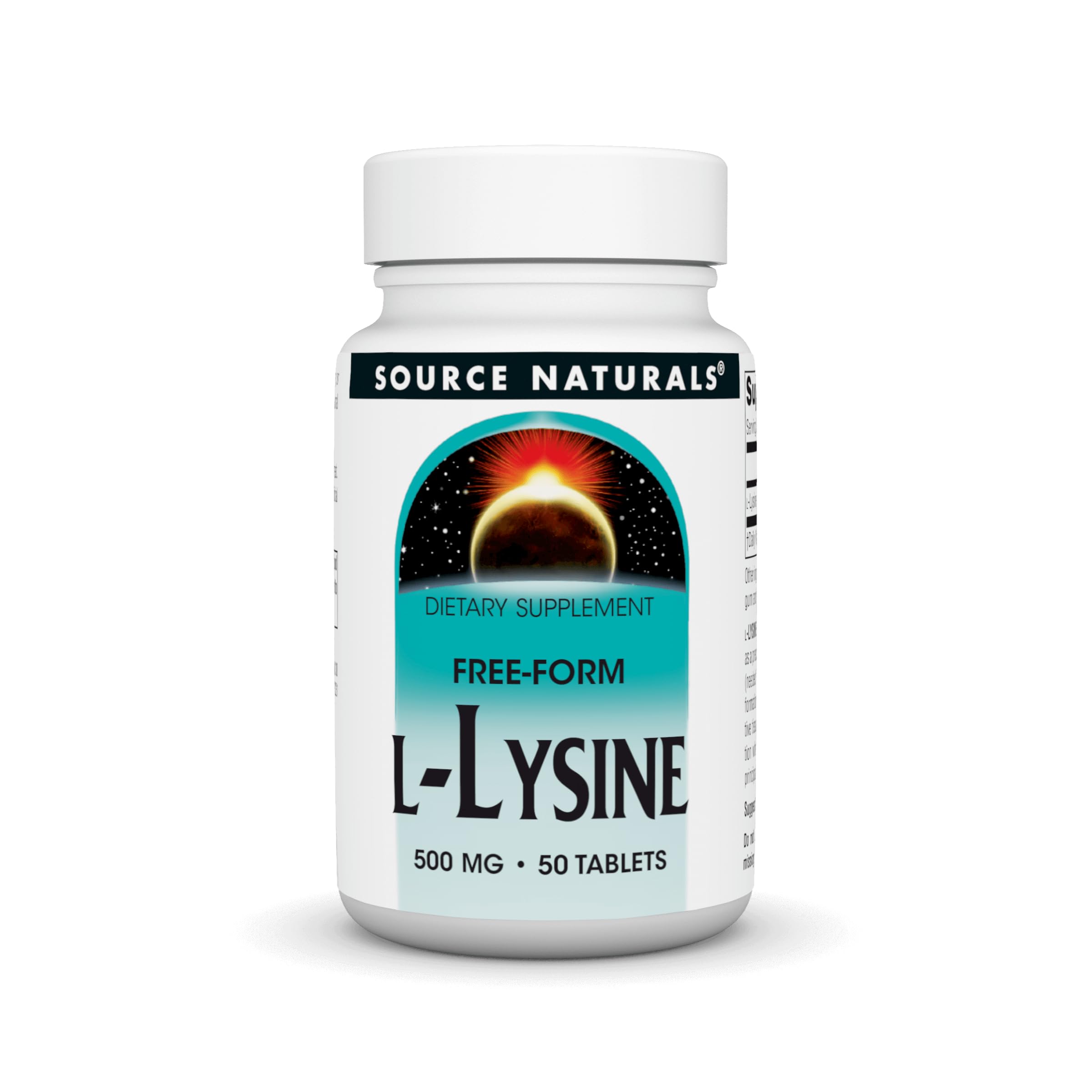 Source Naturals L-Lysine Free Form -Amino Acid Supplement Supports Energy Formation & Collagen* - 500 mg- 50 Tablets