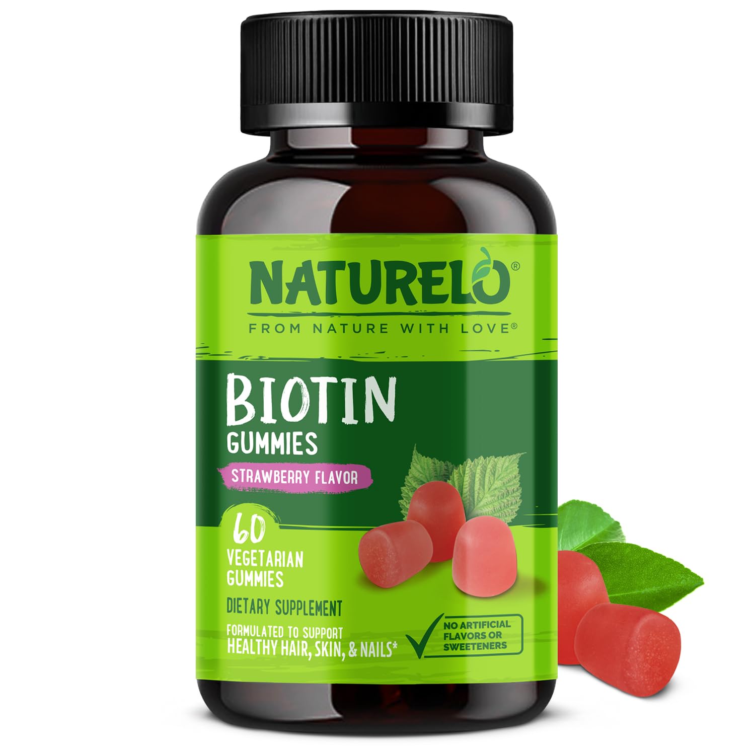 Biotin Gummies - Supports Healthy Hair, Skin & Nails - High Potency 2500 mcg - Non GMO, Gluten Free - 60 Gummies