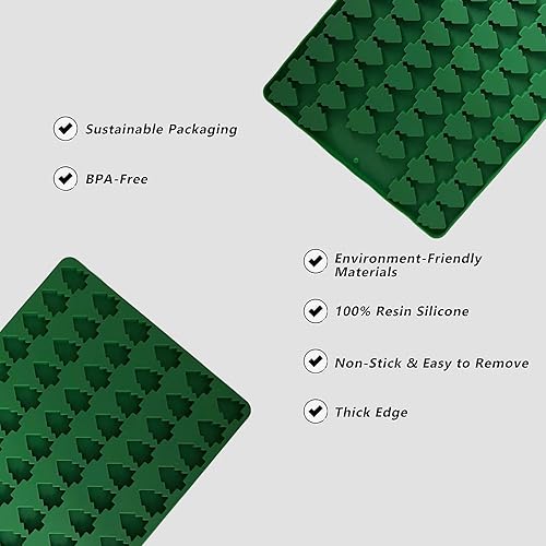 Miniatura 3 de Ducodocu Moldes de silicona para árbol de Navidad, 70 cavidades, mini molde de gomitas de grado alimenticio para perros, para chocolate, dulces,