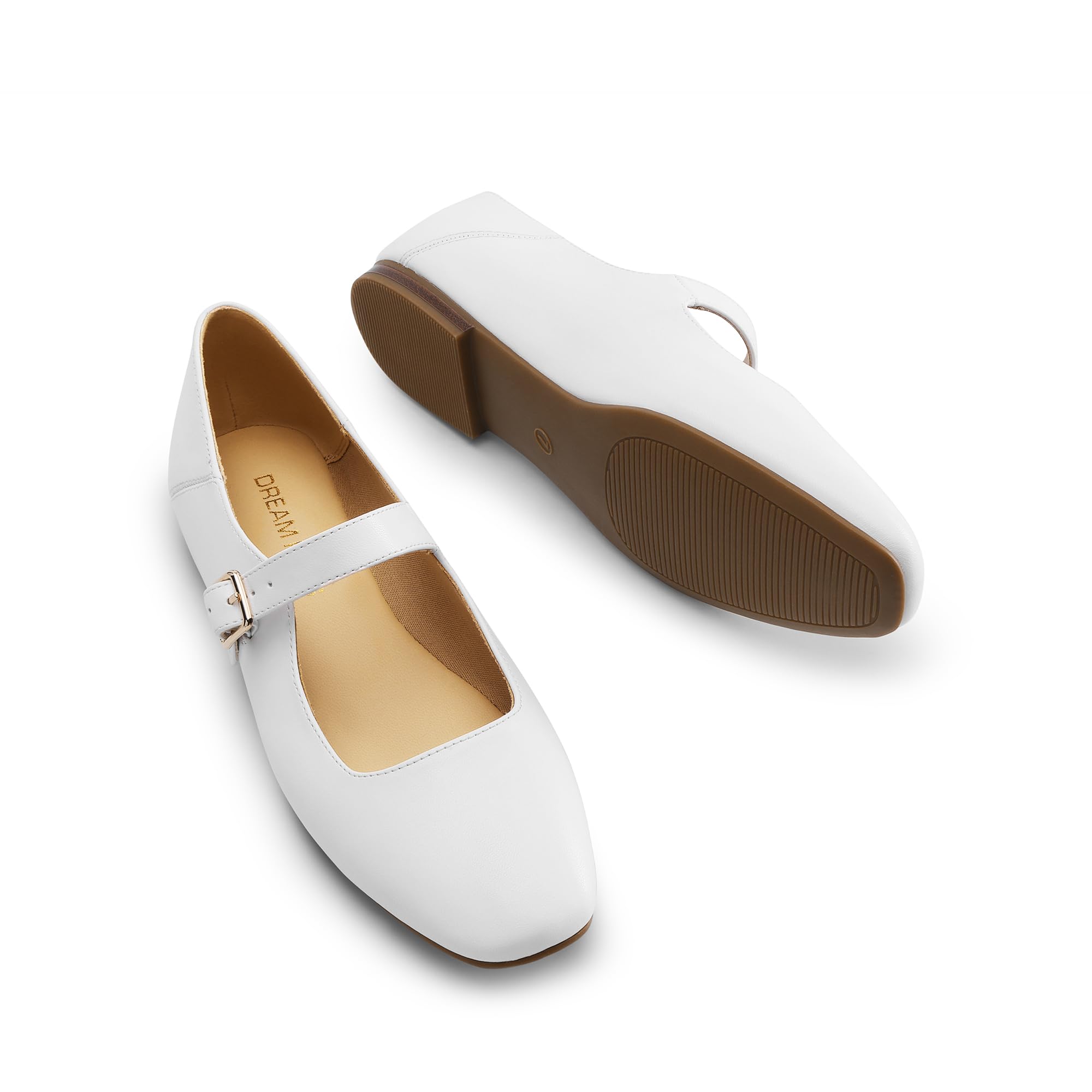 DREAM PAIRS Zapatos Planos para Mujer Mary Jane de Punta Cuadrada Cómodos y Casual Zapatos de Vestir Slip On Bailarinas con Correa de Hebilla para Trabajo