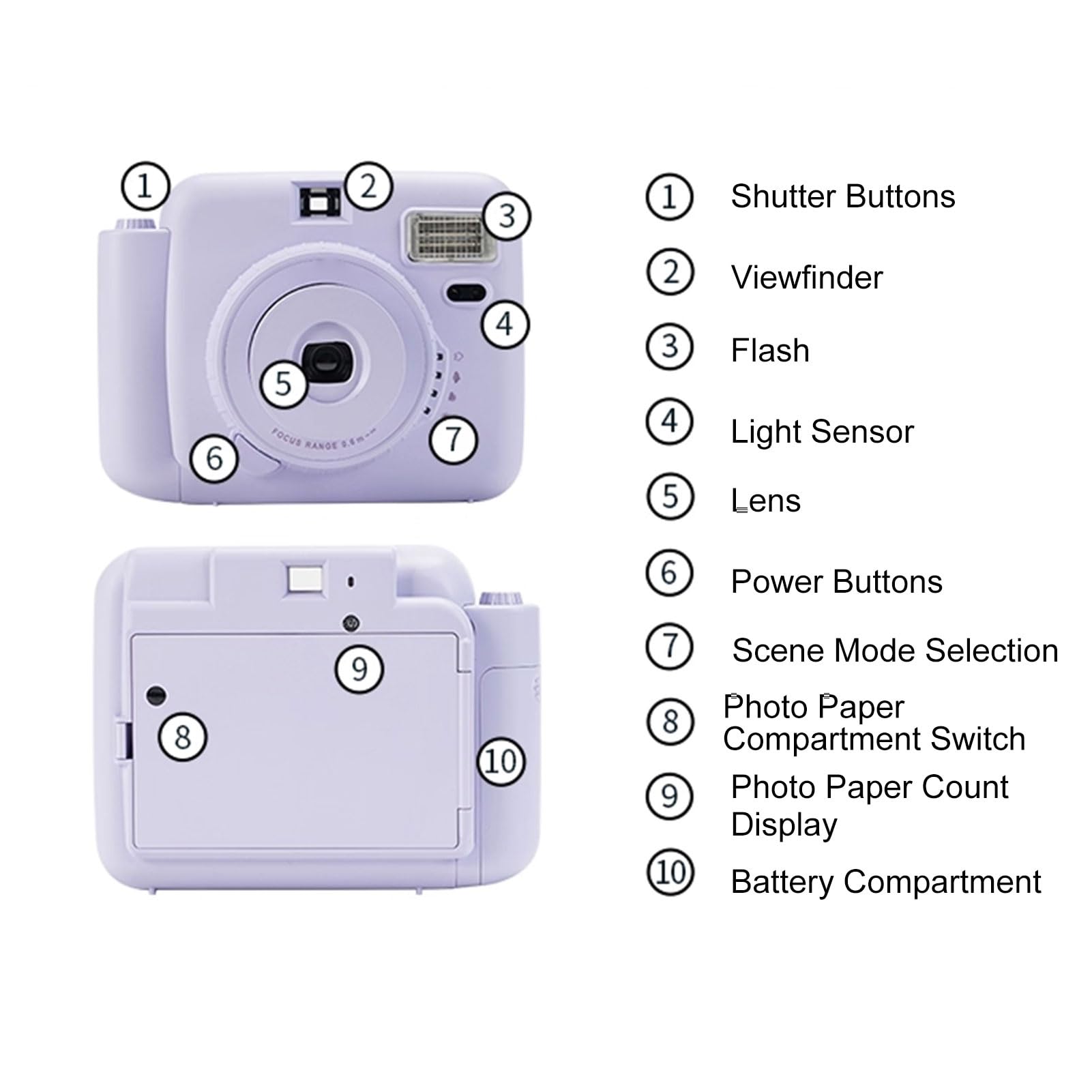 Denash Fotocamera Istantanea Popoto, Flash Automatico dal Funzionamento Semplice con Specchio Selfie e modalità Macro, per Regalo Fotografico di Viaggio con Stampa su Pellicola 62 X 46