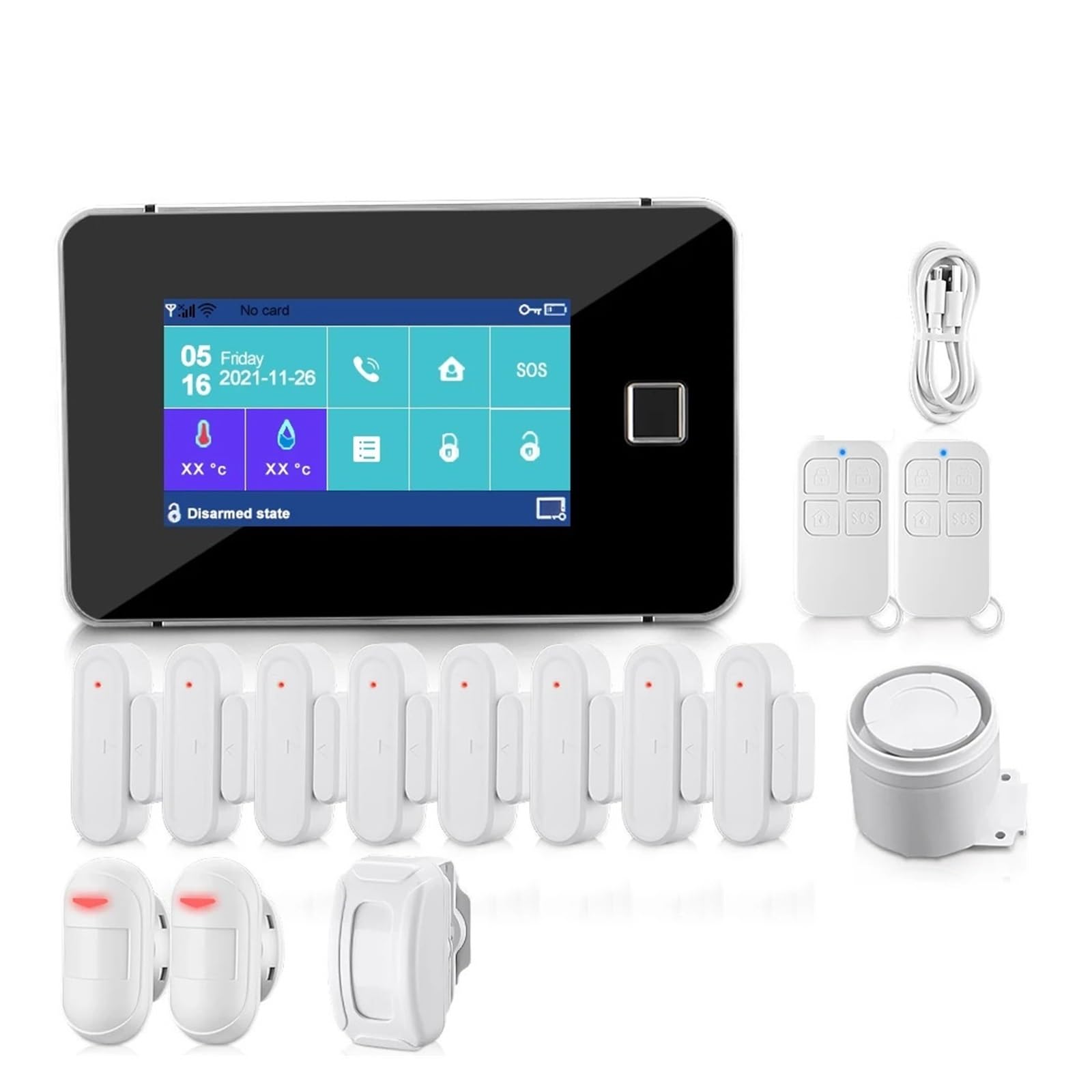 Di Allarme WiFi Tuya Kit For Impronte Digitali Con Sensore Wireless For La Sicurezza Domestica Intelligente GSM Sistema Di Allarme Completo(F)