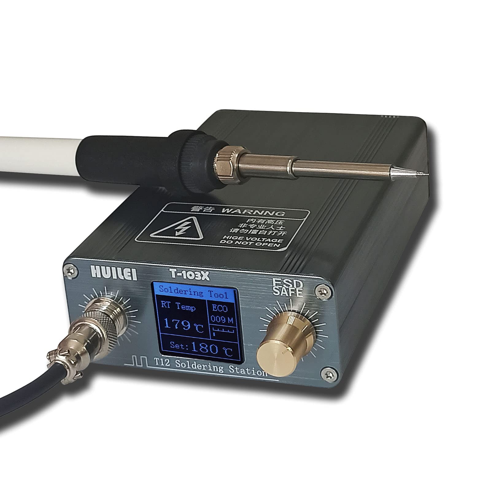 T12 Soldering Iron Station, 75W Digital Display Temp Control 80~500℃ Quick Heating Soldering Station, Auto Standby, with Solder Tip and Solder Holder Electronics Repairing