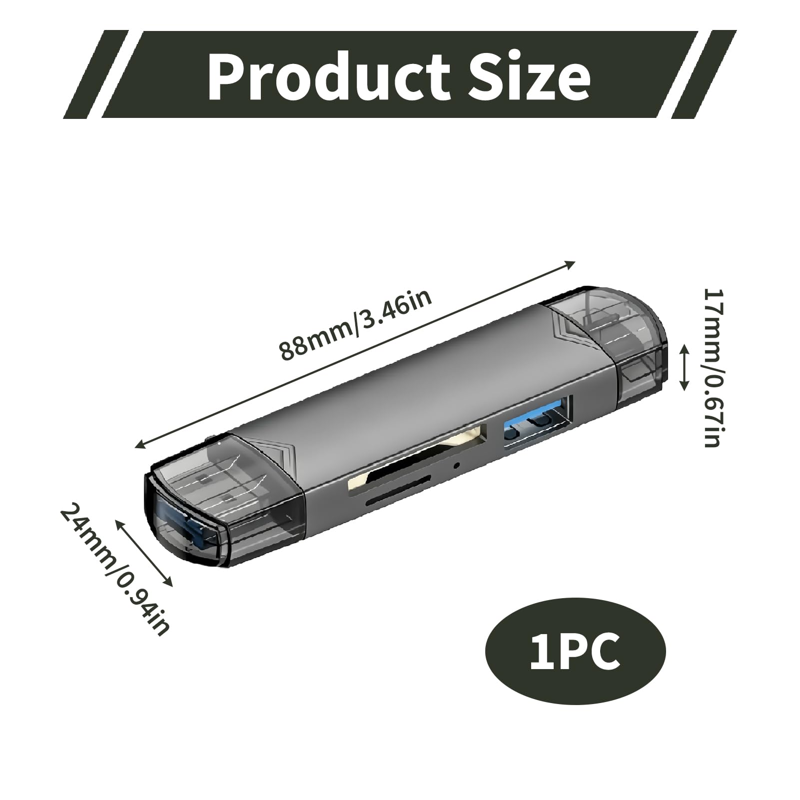 SD Kartenleser USB C, USB C SD Card Reader, 3 in 1 Micro USB, Kartenlesegerät mit SD Micro SD TF und USB Anschluss, USB 3.0 Adapter für Laptop Handy kompatibel mit iPhone 16 15 iPad Android